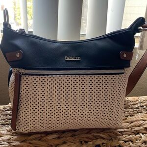 Rosetti Black and Cream Shoulder Bag with Two-Tone Design